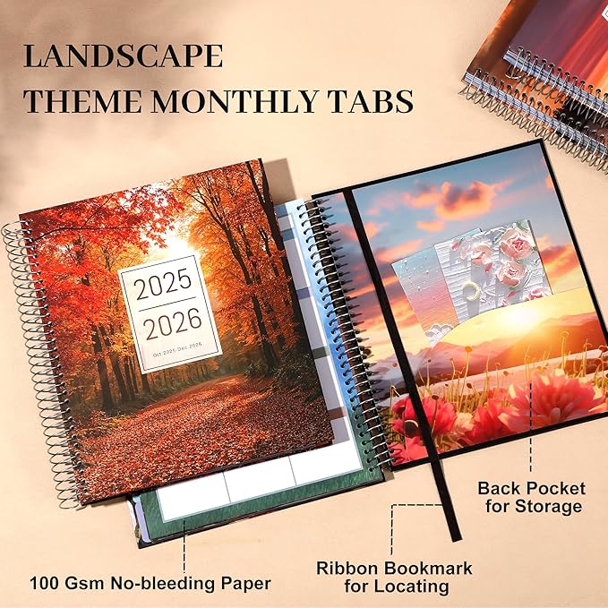 CAGIE 2026 Planner Oct 2025-Dec 2026 Hourly Daily 2025-2026 Weekly Monthly Planners for Women 25-26 Day Hardcover Calendar Agenda with Stickers, 8.5 x 11