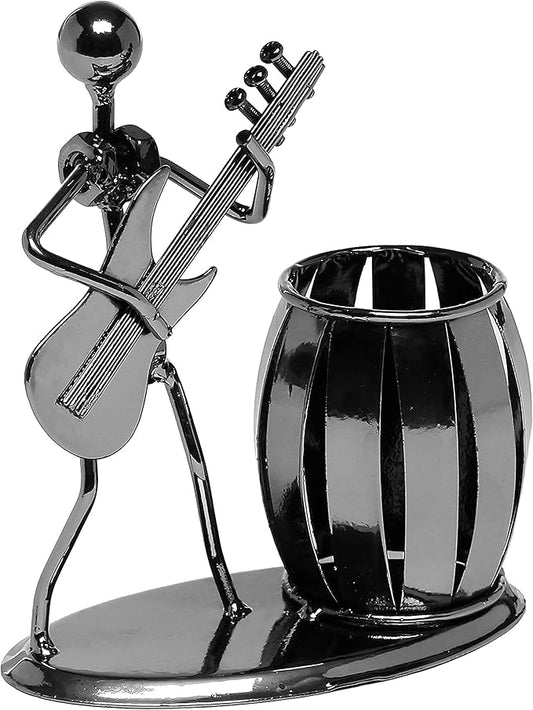MyGift Pen Holder For Desk,Office Decor Desk Accessories For Men Music Decor Guitar Accessories Gifts For Men Guitar Players Boss Male
