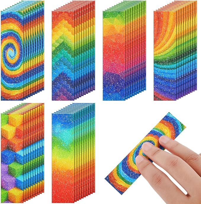 72 Pcs Anxiety Sensory Stickers Strips Adhesive Textured Mental Health Calm Stickers Mindfulness Fidget Decals Stress Anxiety Relief Items for Therapy Office Desk Counselor(Rainbow)