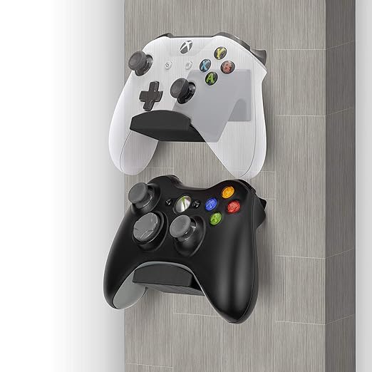 BRAINWAVZ Game Controller Holder Wall Mount Stand (2 Pack) for Xbox, PS5, Series X, ONE, PS4, PS3, Switch, Nintendo, PC & More, Fits Latest & Retro Gamepads, Stick On, Easy to Install, UGC1