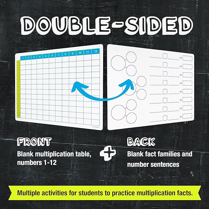 Dry Erase Multiplication Board 9x12in Double Sided Whiteboard with Chart for Classroom and Homeschool