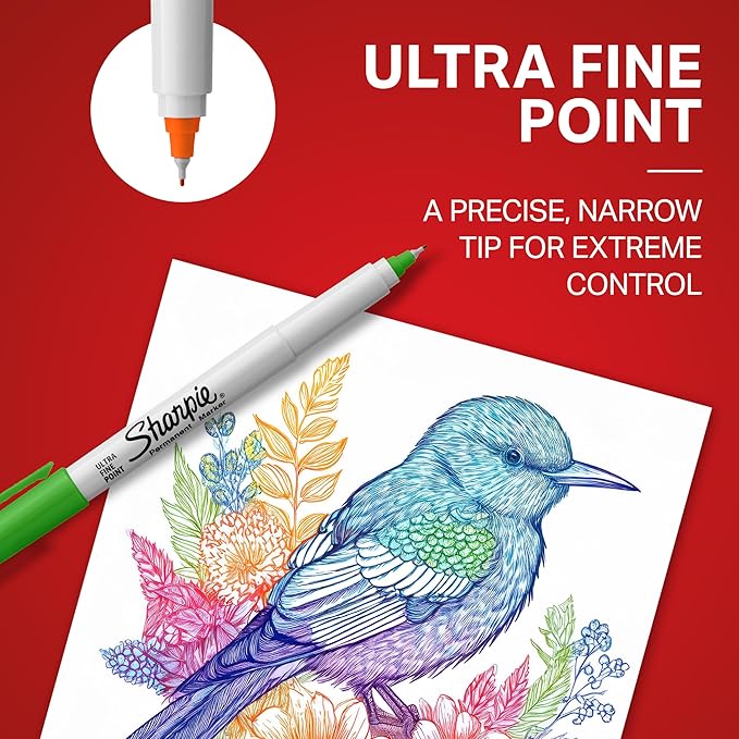 Sharpie Color Burst Permanent Marker Set, Ultra-Fine Tip Markers, Assorted Colors, 24 Count - Writing, Drawing, Artist, School, Teacher Supplies