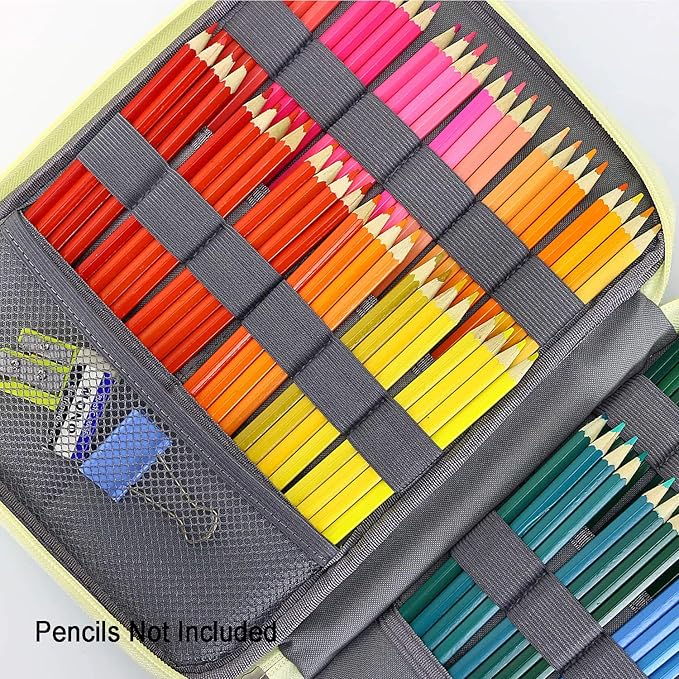 YOUSHARES 192 Slots Colored Pencil Case, Large Capacity Pencil Holder Pen Organizer Bag with Zipper for Prismacolor Watercolor Coloring Pencils, Gel Pens for Student & Artist (Color Alpaca)
