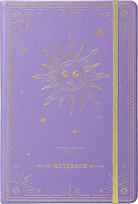 Artfan Ruled Notebook/Journal – Premium Thick Paper Faux Leather Classic Writing Notebook with Pocket + Page Dividers Gifts, Banded, Large, 144 Pages, Hard Cover, Lined (5.8 x 8.4) - Purple