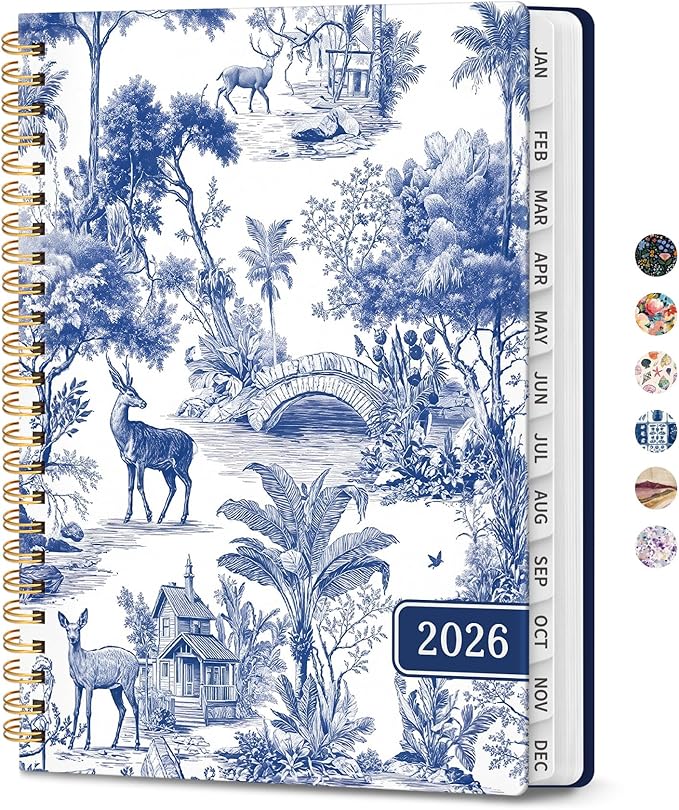 2026 Planner, Weekly and Monthly Planner for Women, Jan 2026 - Dec 2026 Pretty 2026 Calendar Planner with Monthly Tabs, Inner Pocket, Spiral Binding, Perfect for Office Home School - 6.3" x 8.5", Forest Etching