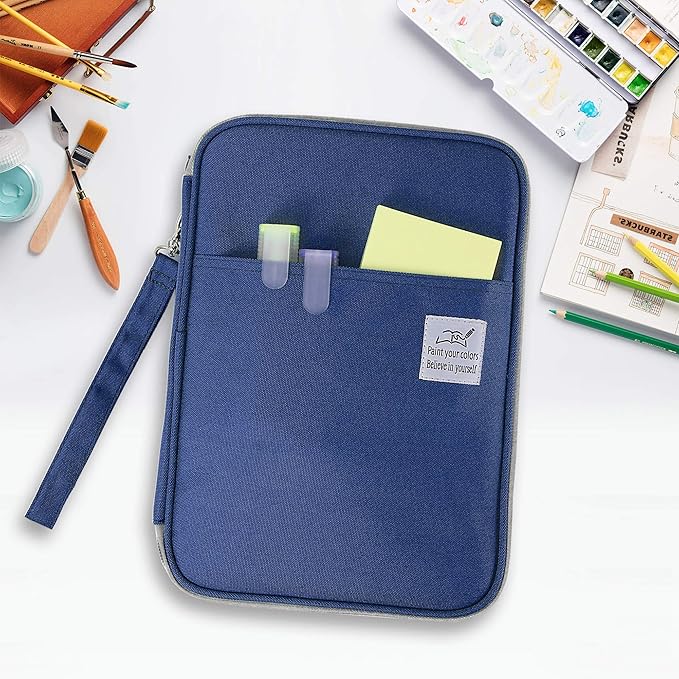 YOUSHARES 192 Slots Colored Pencil Case, Large Capacity Pencil Holder Pen Organizer Bag with Zipper for Prismacolor Watercolor Coloring Pencils, Gel Pens & Markers Artist (Blue)