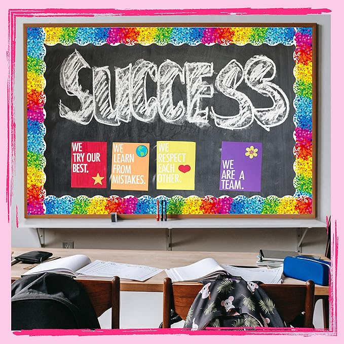 ERKE 60 Feet Bulletin Board Borders, Confetti Scalloped Rolled Border Trim for School, Classroom & Offices