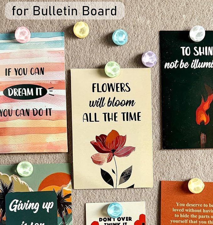 24Pcs Decorative Push Pins,Thumb Tacks,Bulletin Board Tacks,Cork Board Tacks,Thumb Tack Decorative for CorkBoard, Office Organization or Home,Classroom Decor (Circular)