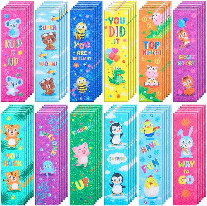 72 Pcs Anxiety Sensory Stickers Strips Adhesive Textured Mental Health Calm Stickers Mindfulness Fidget Decals Stress Anxiety Relief Items for Therapy Office Desk Counselor(Animals)