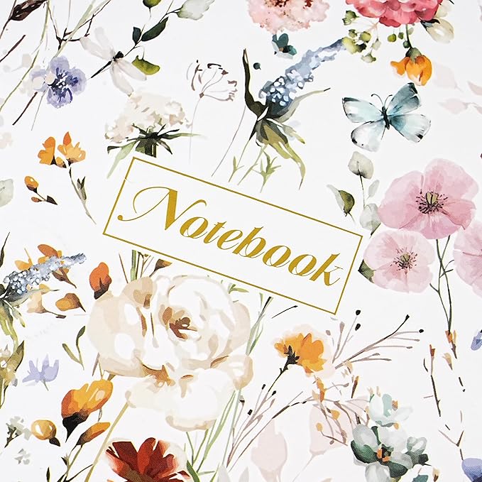 Spiral Notebook - Notebooks with Back Pocket, 5.7" * 8.2", Journal Notebook with Thick Paper & Back Pocket, 160 Pages, College Ruled Notebook/Journal with Twin-Wire Binding, Journals for Women - Floral