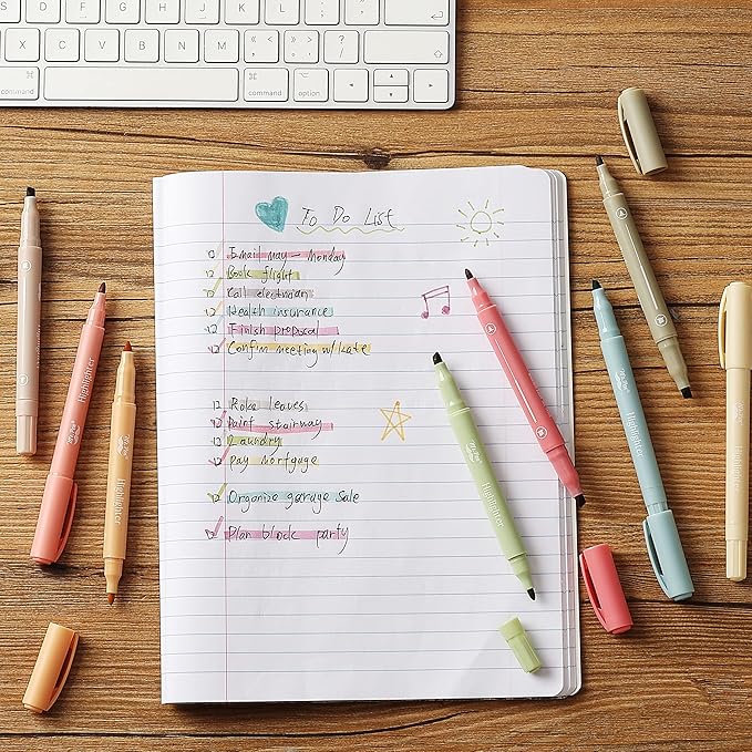 Mr. Pen- Dual Tip Highlighters, 16 Pack, Fine & Chisel, Cute Highlighters Assorted Colors, Dual Tip Markers