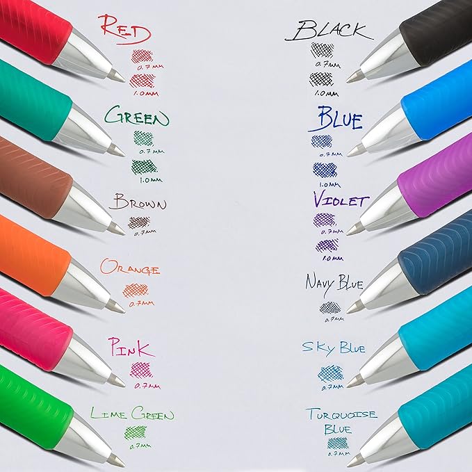 Pentel EnerGel Deluxe RTX Retractable Liquid Gel Pen, Medium Line, Metal Tip, Assorted Ink, 3 Pack (BL77BP3M2)