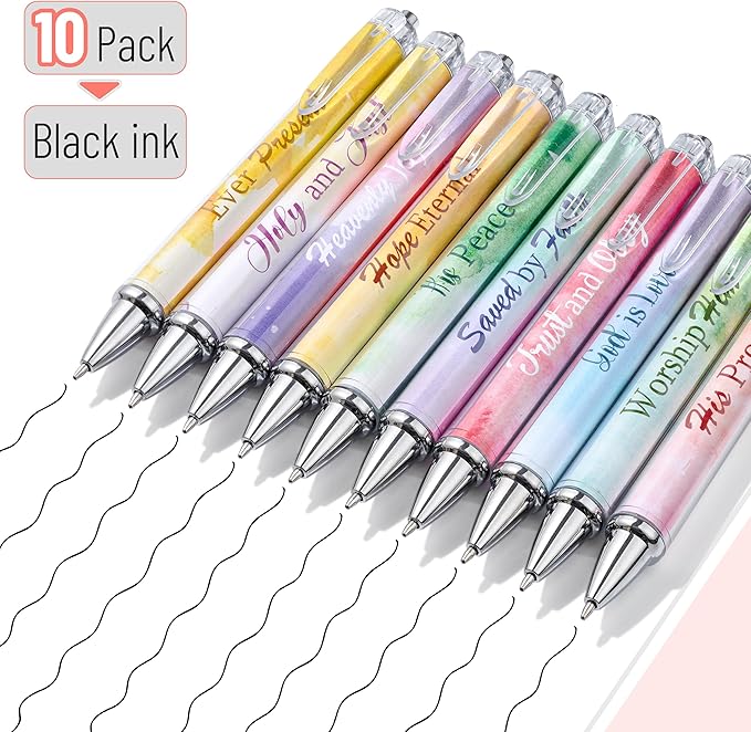 Mr. Pen- Christian Pen Set, 10 Pack, Gradient Style, Black Ink, Bible Verse Pens, Christian Pens for Women