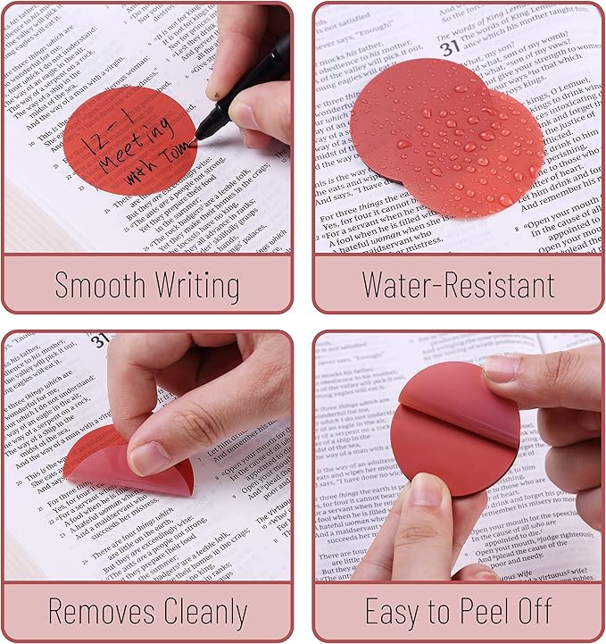 Mr. Pen- Transparent Sticky Notes, 200 Pcs, Pastel Colors, Round Translucent, See Through Bible Sticky Notes, Stocky Notes for Bible Journaling