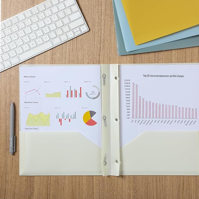 Mr. Pen- Plastic Folders with Pockets and Prongs, 5 Pack, Letter Size, Earthlight Colors, Flexible Plastic Folders with Prongs & Card Slot