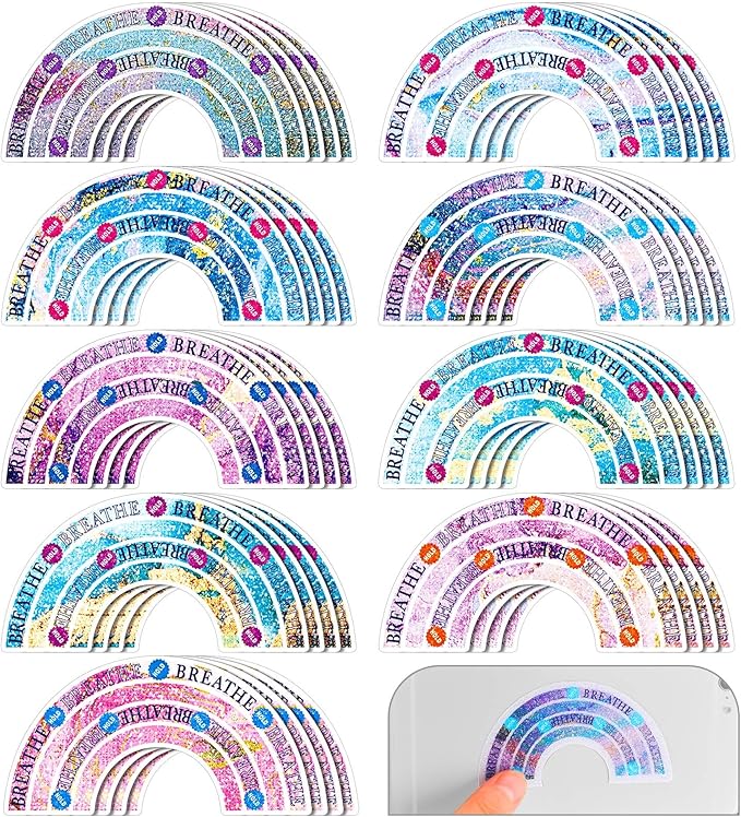 36 Pcs Sensory Strips Infinity Rainbow Anxiety Mindfulness Stickers Adults Stress Breathing Stickers Fidget Adhesives Rough Textured Tape for Classroom Desk Office Computer(Minimalist)