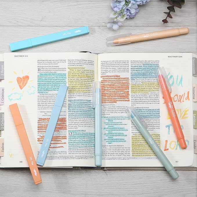 Mr. Pen Aesthetic Highlighters, 8 Pack, Pastel Color Bible Highlighter No Bleed