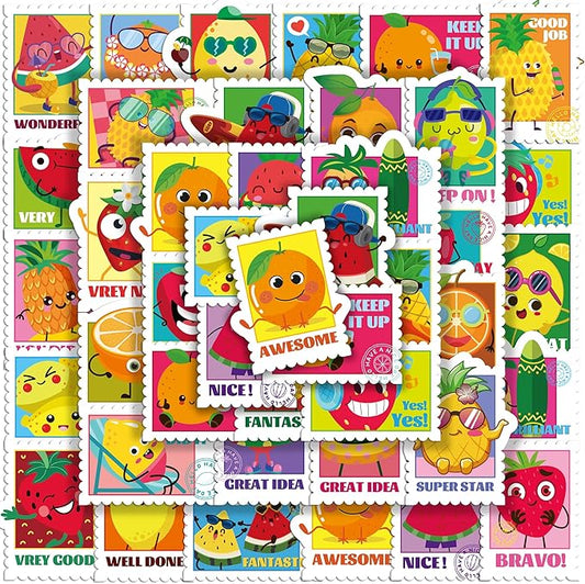 HORIECHALY 300Pcs Large Scented Stamp Stickers, Scratch N Sniff Sticker for Kids Smelly Motivational Reward Stickers for Teacher, Incentive Positive Decal for Student,School Supplies Gift