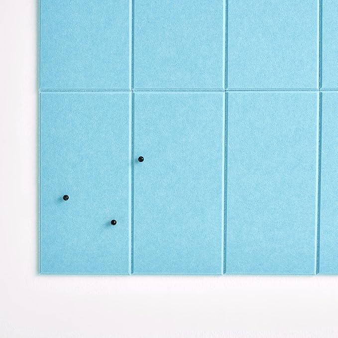 Large Bulletin Board 48x36- Office Wall Organizer to Replace Your Old Cork Boards for Walls for Office Decor - 24-Pack Felt Wall Tiles for Use in Home Office Decor as Photo Board (Baby Blue)