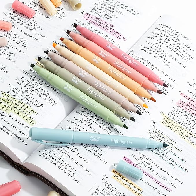 Mr. Pen- Dual Tip Highlighters, 8 Pack, Fine & Chisel, Cute Highlighters Assorted Colors, Dual Tip Markers
