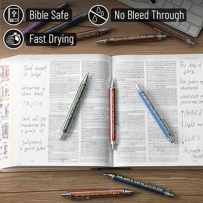 Mr. Pen- Christian Pen Set, 50 Pack, Black Ink, Earthen Hues, Bible Verse Pens Ballpoint Bulk
