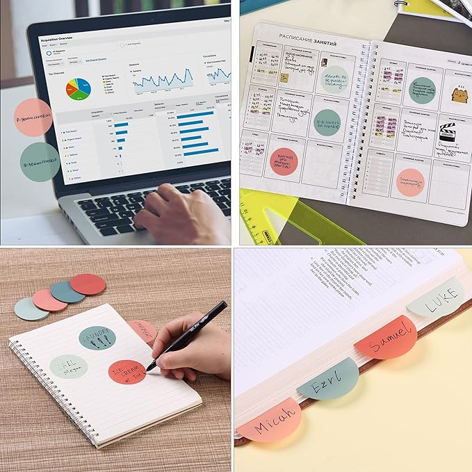 Mr. Pen- Transparent Sticky Notes, 200 Pcs, Pastel Colors, Round Translucent, See Through Bible Sticky Notes, Stocky Notes for Bible Journaling