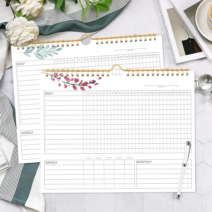 Habit Tracker Calendar- 12 Months Undated Daily, Weekly & Monthly Period Habit Tracker Journal, Writable Habits Track Calendar for Goal Setting, Boost Productivity, Workout Motivation & Self Care Tool