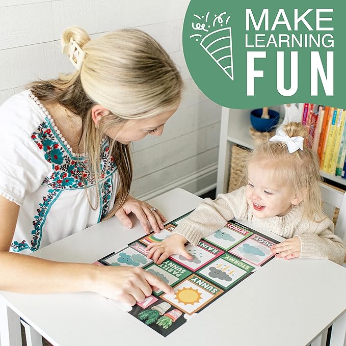 Hadley Designs 16 Educational Posters for Classroom Decor - Learning Posters for Toddlers 1-3, Alphabet for Classroom Wall, Daycare Essentials, Homeschool Posters Preschool, Cactus Playroom Decor