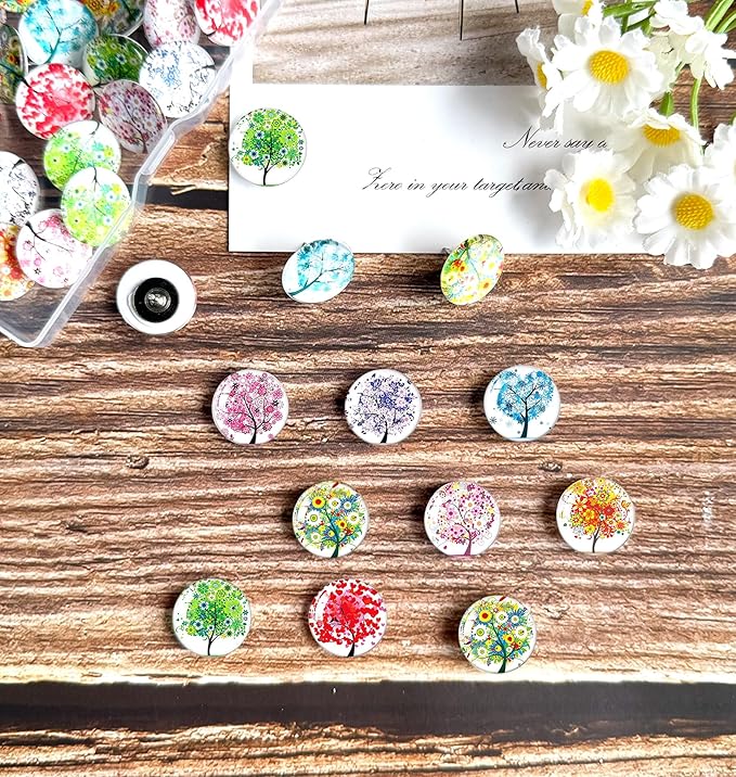 Push Pins,Thumb Tacks,Decorative Push Pins,Cute Thumb Tacks and Pushpins for Bulletin Board, Pin Board for Cork Board,Office Decor,or Home Décor (Tree-24)