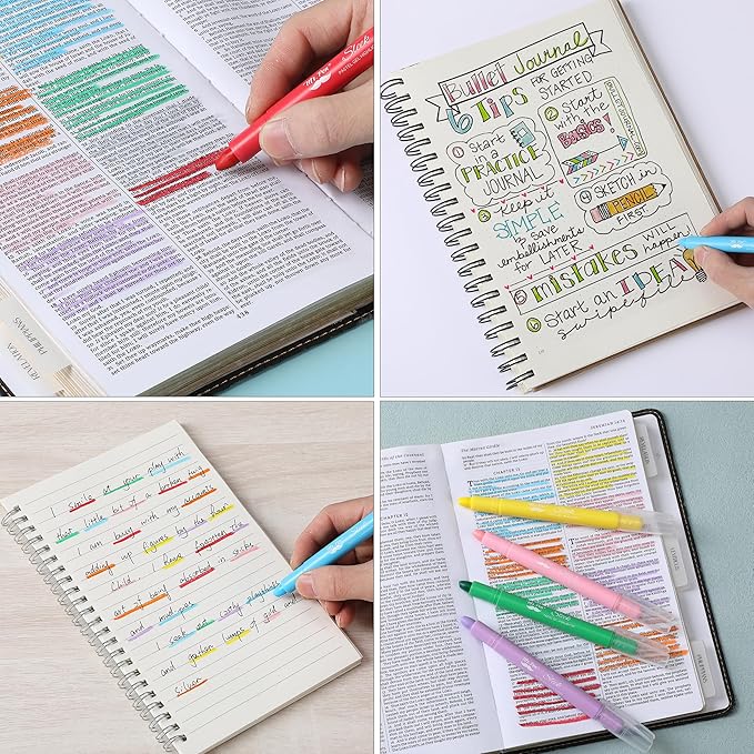 Mr. Pen- Gel Highlighters, 8 Pack Assorted Colors, Bible Highlighters No Bleed with Bible Color Coding and Interpretation Guide