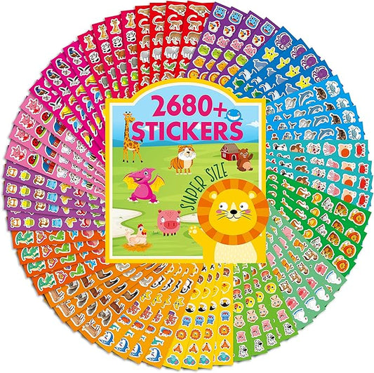 2680+ Animal Stickers, 64 Sheets Adorable Cartoon Animal Designs, Various Themes Motivational Animal World Labels for Teacher Classroom Reward Gift Encourage Kids to Do Chores Go to The Toilet