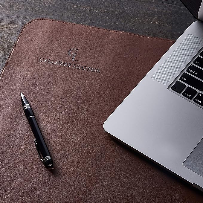 Gallaway Leather Desk Mat - Desk Pad 91.5 x 43 cm - XXL Mouse Mat - Non-Slip Desk Cover - Desk Accessories (Dark Brown)