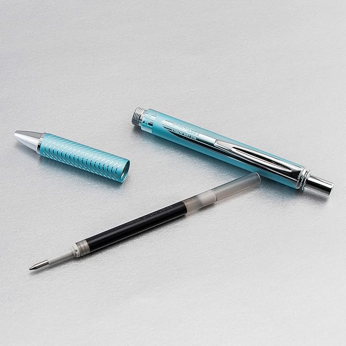 Pentel EnerGel Alloy RT Premium Liquid Gel Pen, (0.7mm), Medium Line, Aquamarine Barrel, Black Ink, 1 Pack (BL407LSBPA)