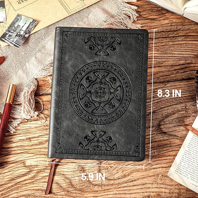 CAGIE 2 Pack Leather Vintage Journal for Men Soft Cover Lined Pages Notebook 180 Lay Flat for Writing Travel Diary, 5.7'' x 8.3'', Black, Dark Brown
