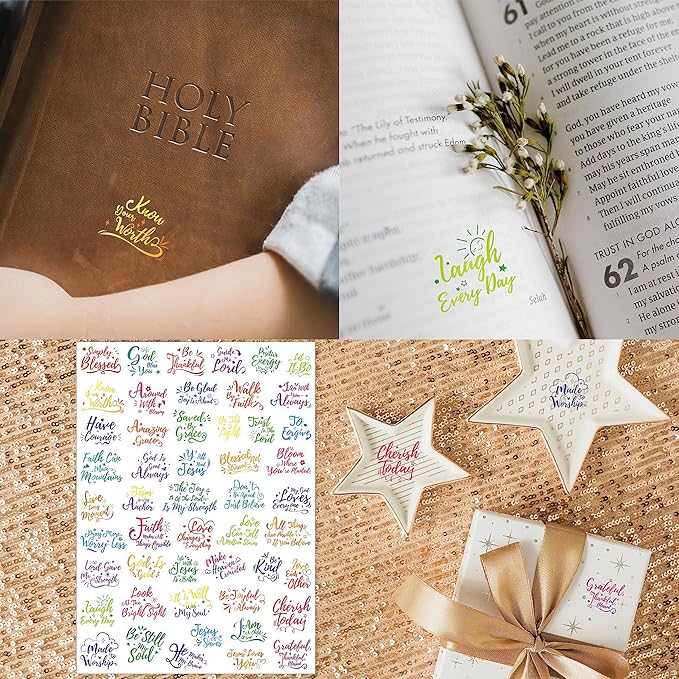 1000 PCS Bible Verse Stickers, Clear Inspirational Pray Stickers Encouraging Scripture Decals Jesus Christian Religious Faith Labels for Scrapbooks Bottles Computer Planner Diary Album Kids Adults