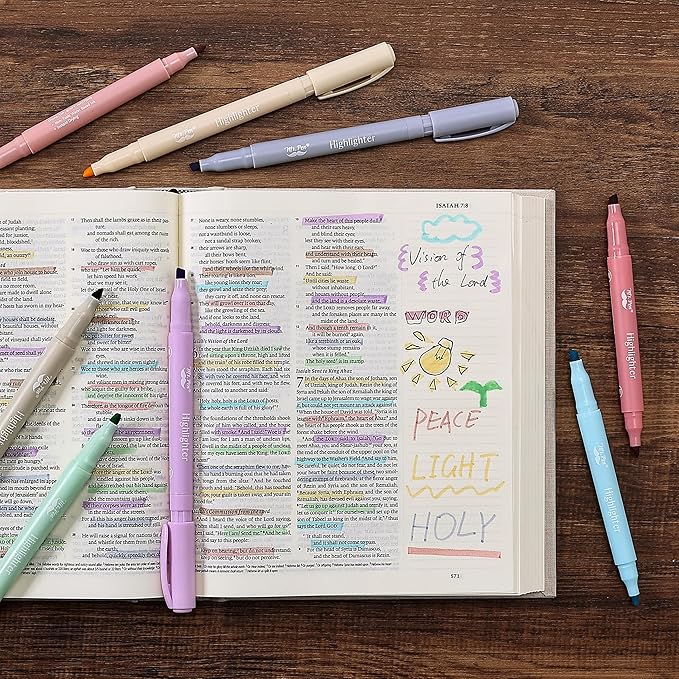 Mr. Pen- Dual Tip Highlighters, Assorted Colors, 8 Pack, Fine & Chisel Tip, Cute Highlighter Pens, Markers