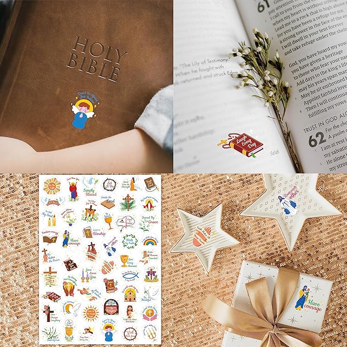 1000 PCS Bible Verse Stickers, Clear Inspirational Pray Stickers Encouraging Scripture Decals Jesus Christian Religious Faith Labels for Scrapbooks Bottles Computer Planner Diary Album Kids Adults