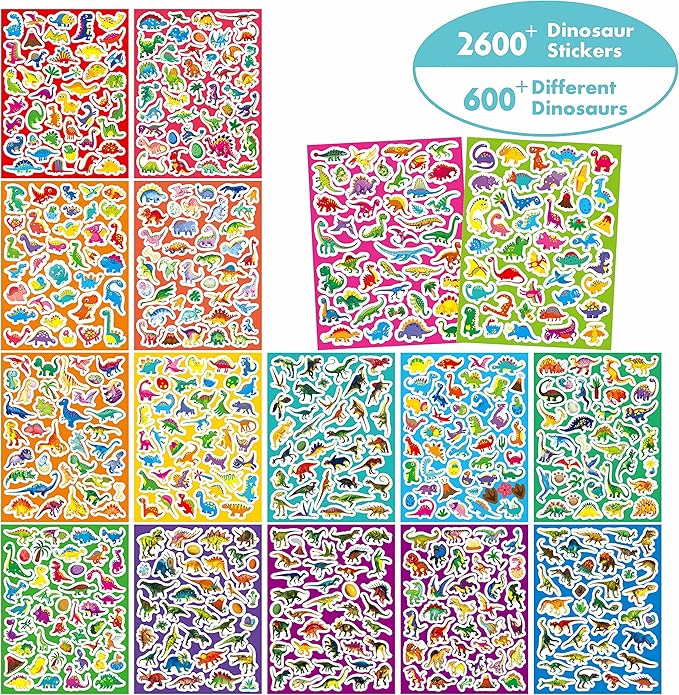 2600+ Incentive Stickers, 64 Sheets Adorable Dinosaurs, 600+ Cartoon Designs Motivational Stickers for Teacher Classroom Reward Gift Encourage Kids to Do Chores Go to The Toilet