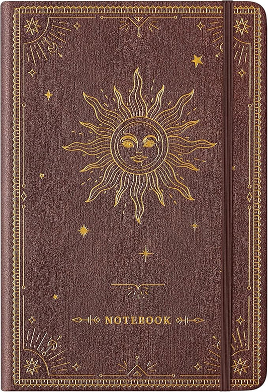 Artfan Ruled Notebook/Journal – Premium Thick Paper Faux Leather Classic Writing Notebook with Pocket + Page Dividers Gifts, Banded, Large, 144 Pages, Hard Cover, Lined (5.8 x 8.4) - Reddish Brown