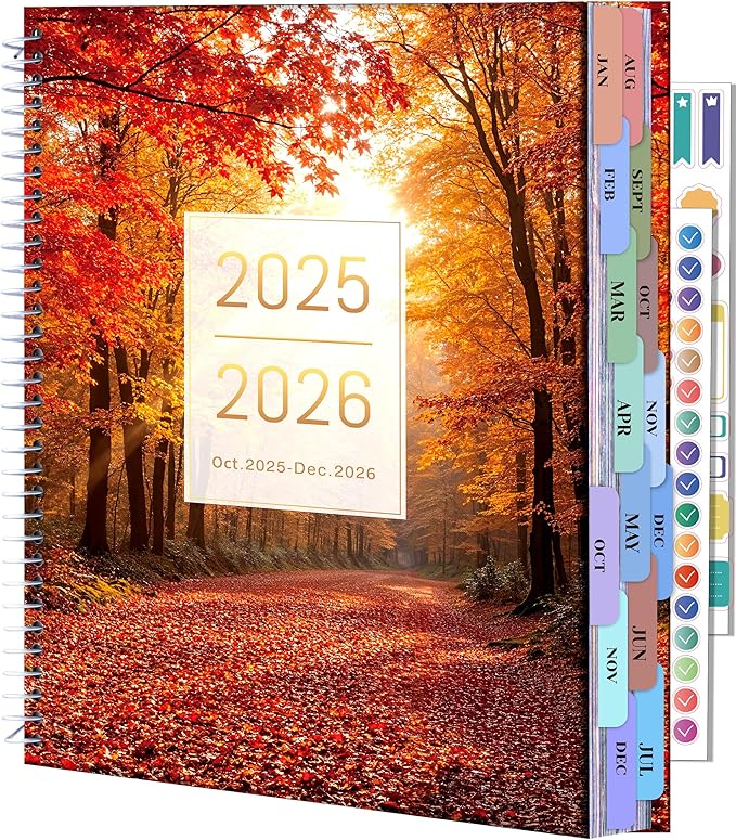 CAGIE 2026 Planner Oct 2025-Dec 2026 Hourly Daily 2025-2026 Weekly Monthly Planners for Women 25-26 Day Hardcover Calendar Agenda with Stickers, 8.5 x 11