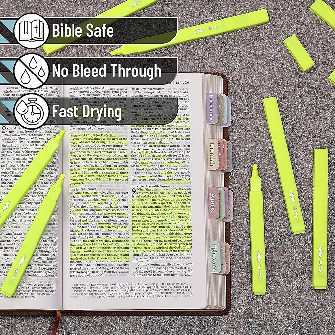 Mr. Pen Aesthetic Highlighters, 12 pcs, Fluorescent Yellow, Chisel Tip, No Bleed Bible Highlighter Pens